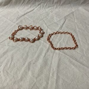 Handmade copper and Pearl Bracelet Set